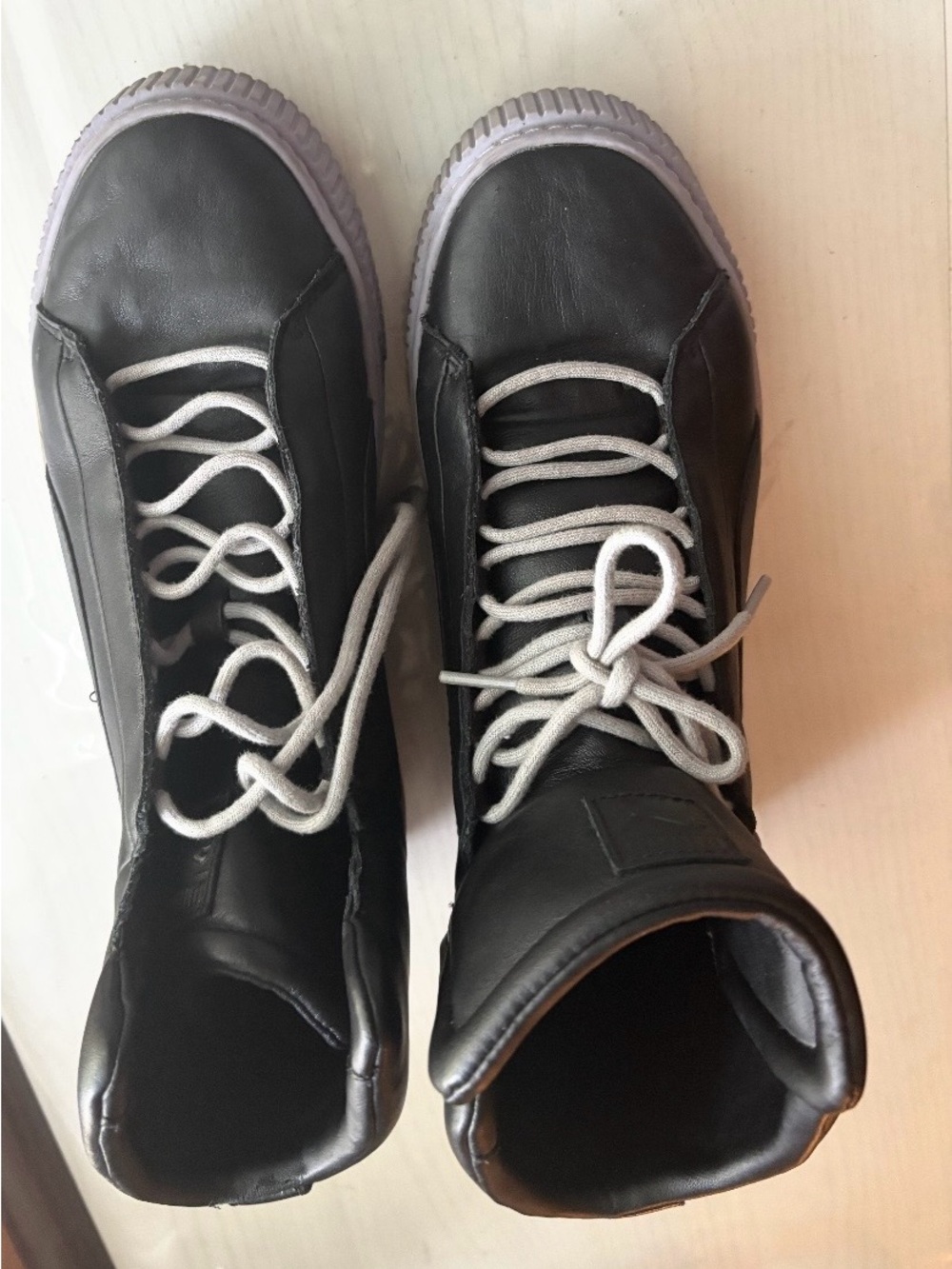 Puma Black High-Top Boots with Light Gray Laces